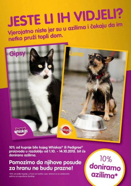 Kupnjom Whiskas i Pedigree-a pomažete napuštenim životinjama