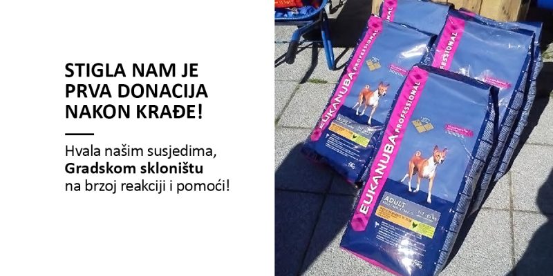 Hvala Gradskom skloništu na prvoj donaciji nakon krađe!